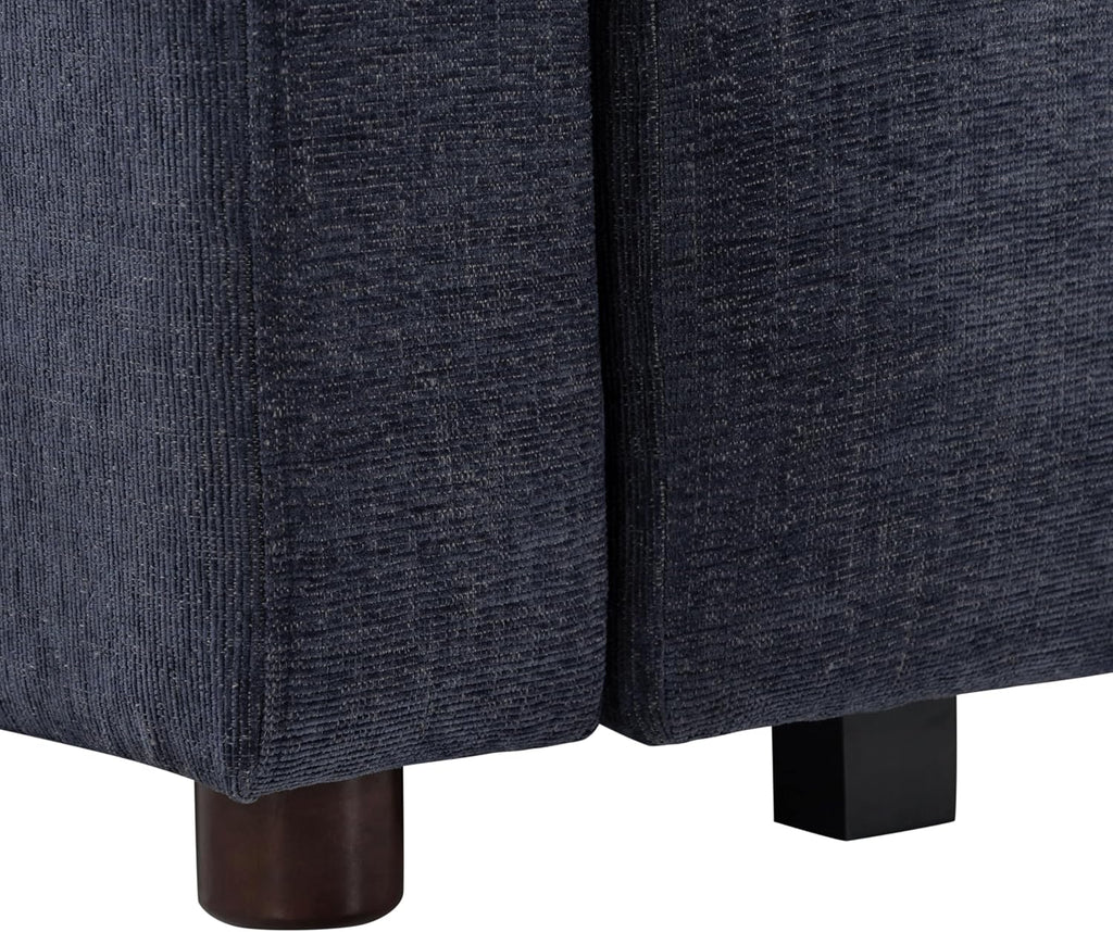 Serta Glendale 90.2' Queen Size Wall-Hugging Convertible Sofa, Dreamcoil Comfort, Chenille Fabric, Navy