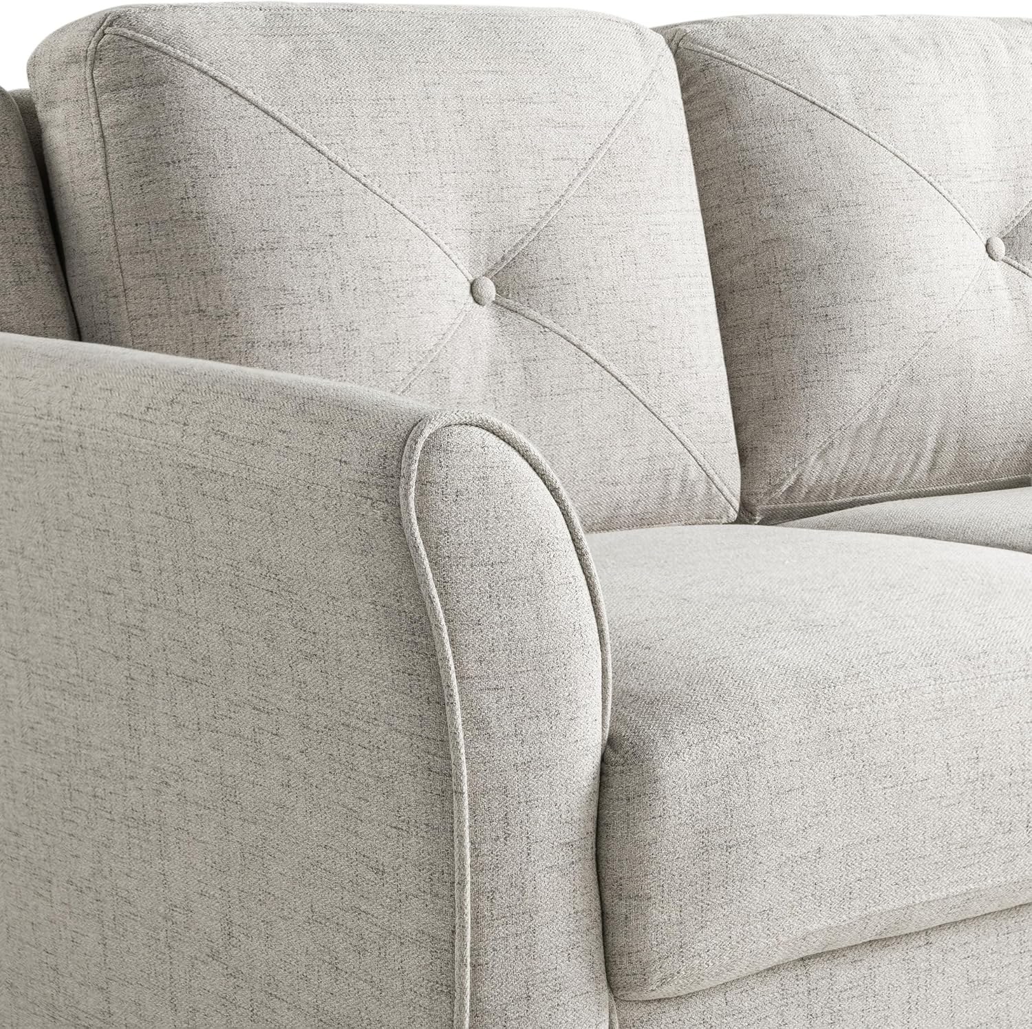 Studio Living Harrington 80.3' Sofa, Transitional Modern, Pocket Coil Comfort, Easy Assembly, Woven Fabric, Beige