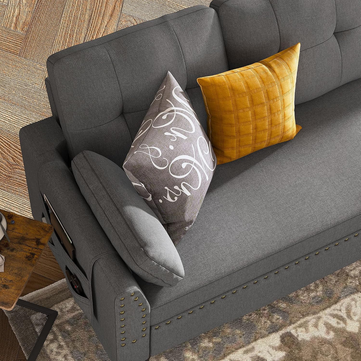 HONBAY Convertible Sectional Sofa L Shaped Couch Reversible Sectional Couches for Living Room,Grey