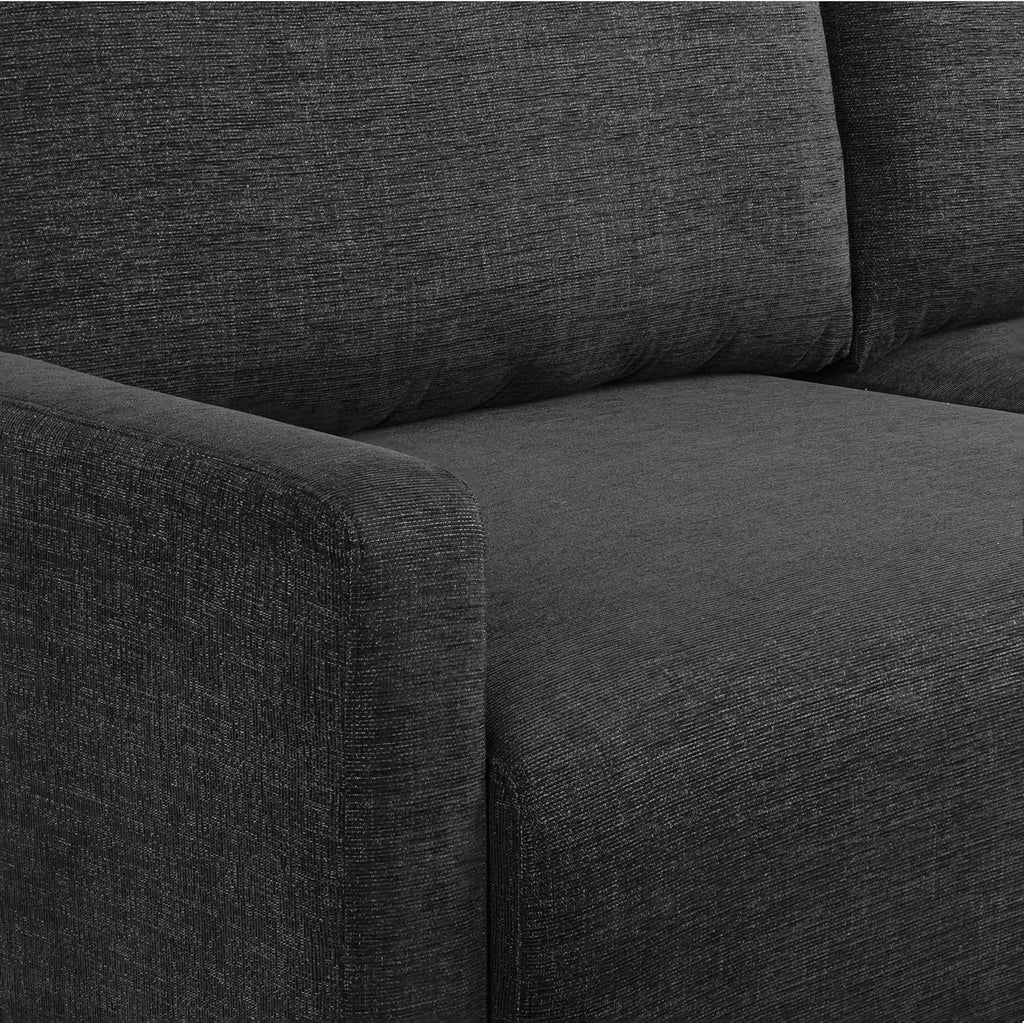 Serta Glendale 90.2' Queen Size Wall-Hugging Convertible Sofa, Dreamcoil Comfort, Chenille Fabric, Black