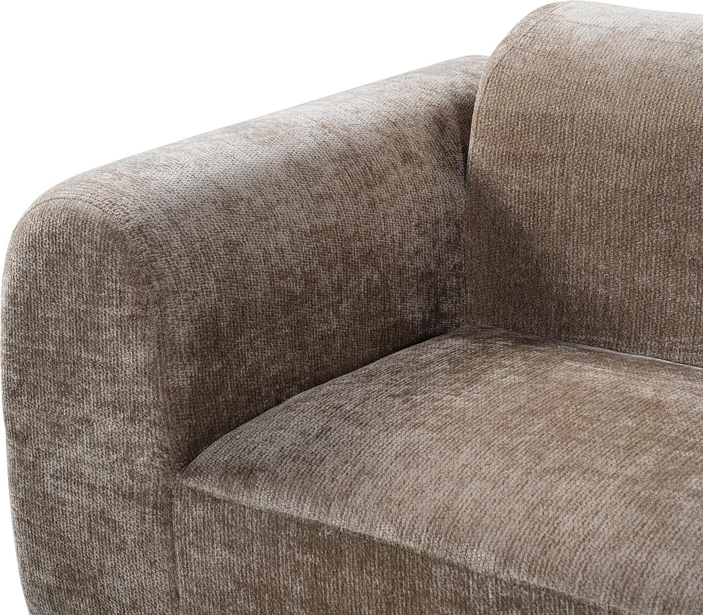Merax 3-Piece 140' Curved Sectional Sofa Set, 4 Seat L-Shaped Modular Modern Cloud Couch with Chaise Lounge, 3 Pillows, Fully Assembled High-Density Compressed Sponge for Living Room, Brown